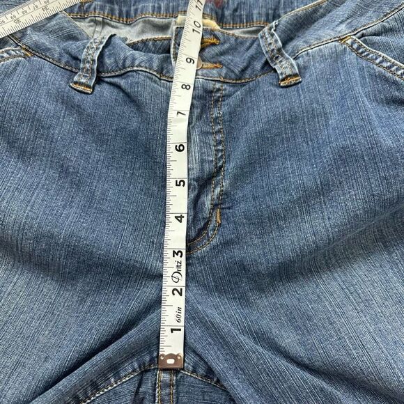 Worn Jeans Women's 14 Wide Leg Denim Cropped Capris Double Button Flap Pockets - Picture 13 of 15